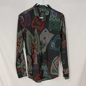 EUC Regen Club Men’s Multicolor Abstract Button-Up Shirt 2005 Party Going Out